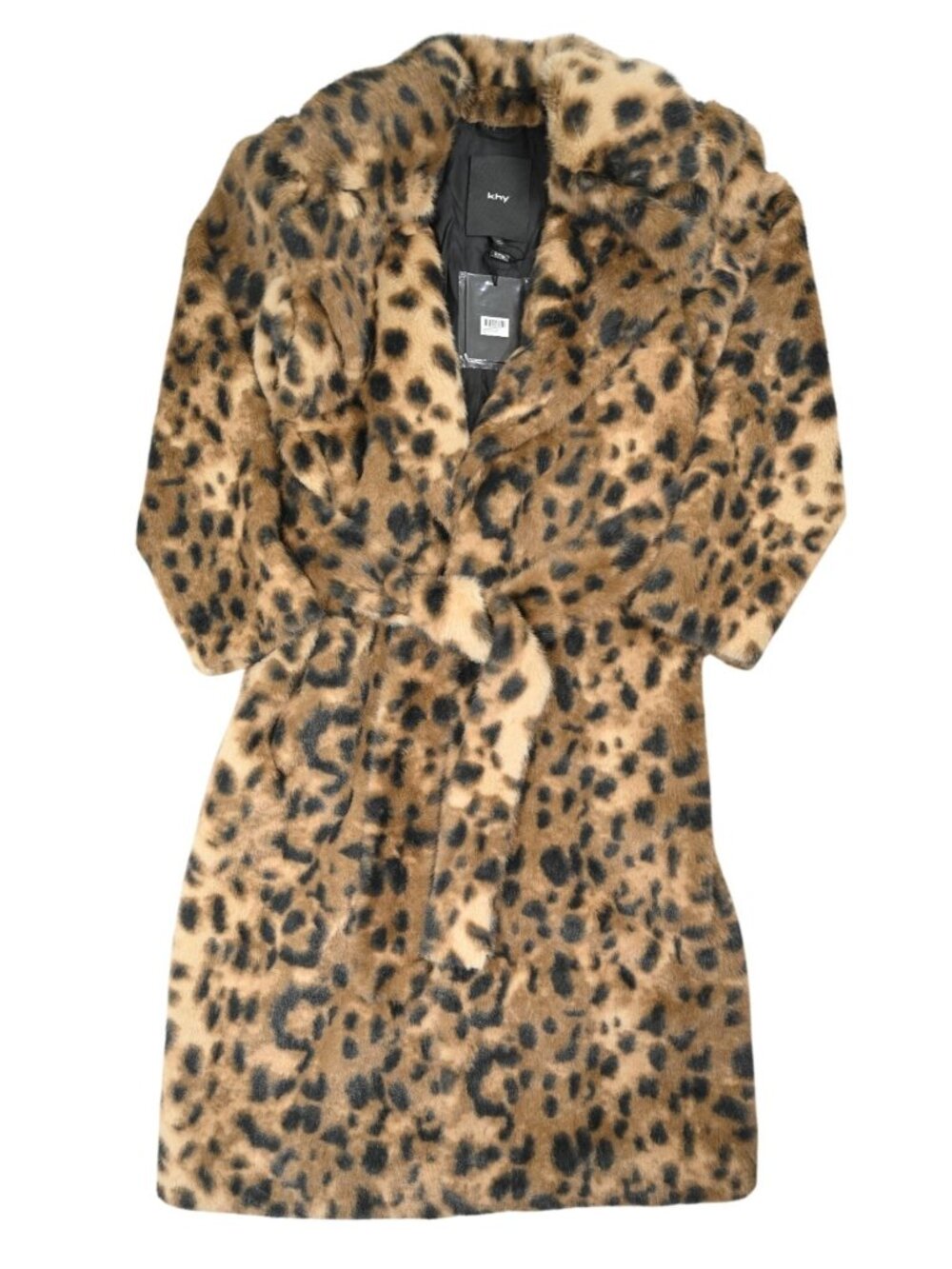 Khy Notch Collar Faux Fur Coat in Leopard